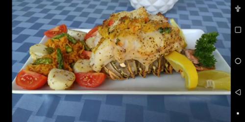 Giant lobster tail stuffed with lump crab & shrimp imperial 
